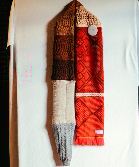"灰髪少女とフランス" Vintage knit Rebuild Muffler by French antique and platinum