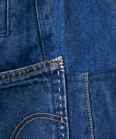 "碧い花弁のデニムジャケット" blue petal denim jacket, rebuild by vintages