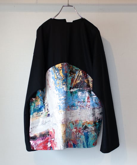 《0＜nisai+α≦Y》 metal hook paint shirt jacket / black formal wool