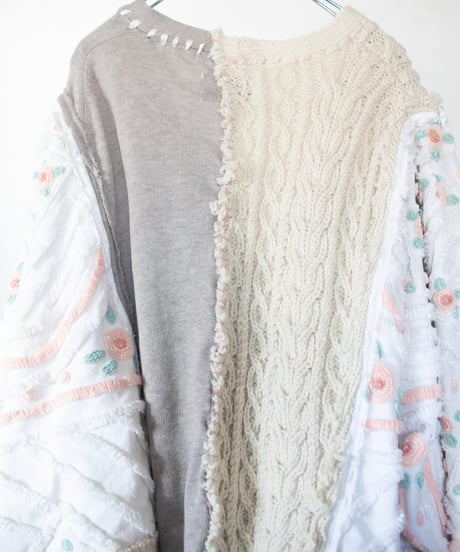 "淡い花のカーディガン" pale flowers cardigan, Rebuild by vintages