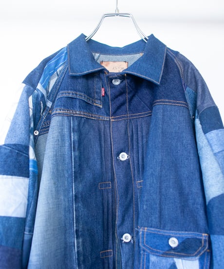 《nisai × soma komatsuno》"おわらない青" Patchwork oversized jacket, Rebuild by vintage denims