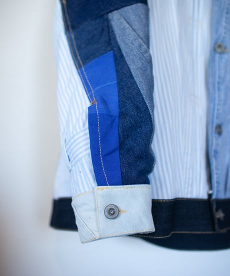 《nisai × soma komatsuno》"おわらない青 遊青編" Patchwork oversized jacket, Rebuild by vintage denims