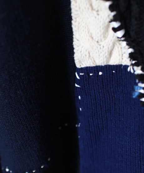 "夜の海" Seaside night knit, Rebuild by vintages