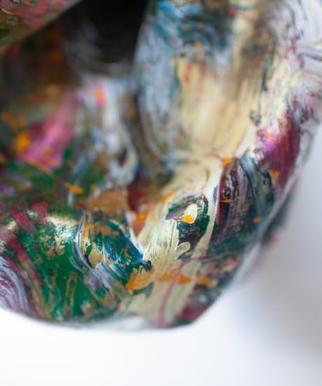 《0＜nisai+α≦Y》 Painted Ball bag / wool and cotton black