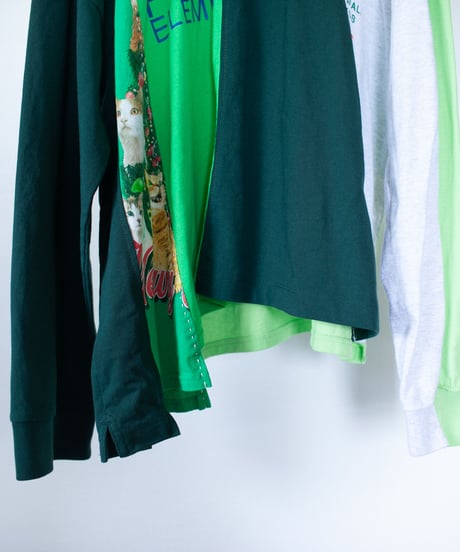 "芽吹く草木" sprouting vegetation long-sleeved T-shirt, Rebuild by vintages