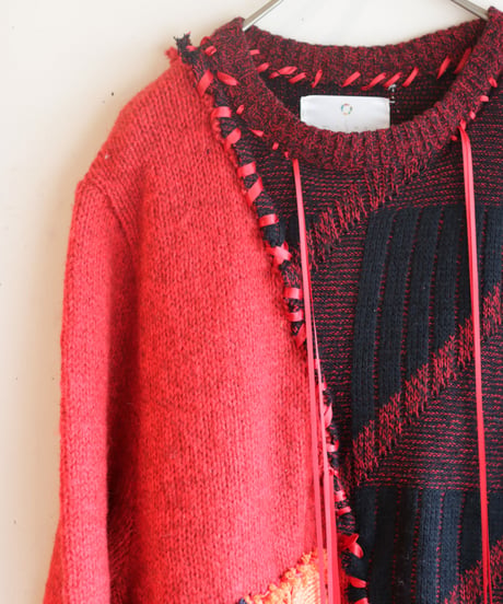 "彼女が忘れていった口紅" Rouge she forgot, reconstructed from red knit vintages