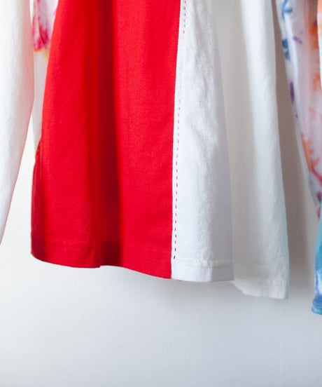 "色彩花" Rainbow flowers long-sleeved T-shirt, Rebuild by vintages