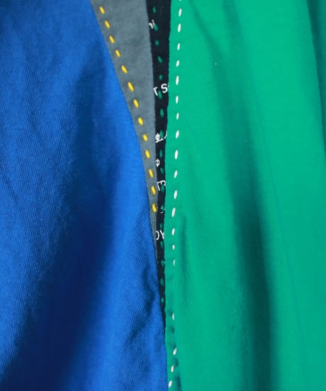 "フェスの青色彩" summer festival blue T-shirt, Rebuild by vintages