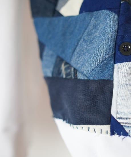 "つぎはぎのデニムスリーブトレーナー 第四色" Patchwork denim sleeve trainer, Rebuild by vintages