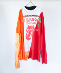 "ロックンロールと花の色彩" rock'n'roll and flowers long-sleeved T-shirt, Rebuild by vintages