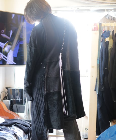 "夜間飛行" night flight knit one-piece, reconstructed from black knit vintages