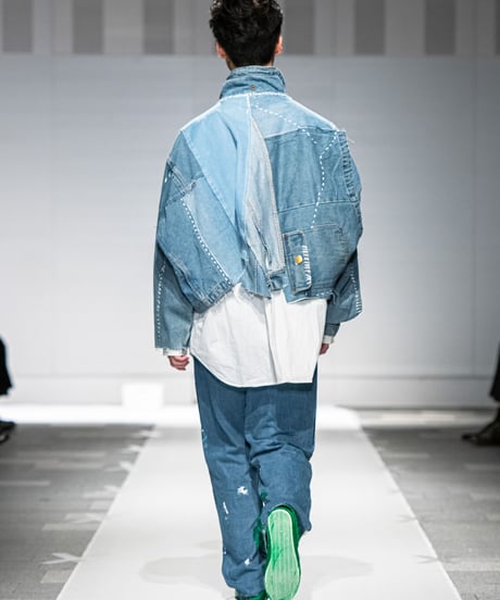 "すれちがって巡り合う青" FAREWELL AND REUNION Denim jacket, reconstructed from denim vintages