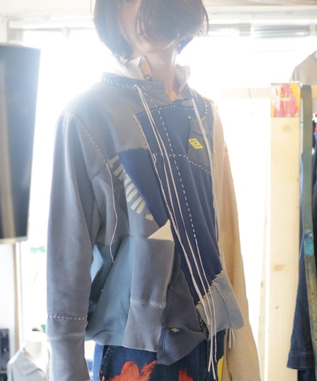 "虹の前の光" The light before rainbow pullover, reconstructed from mix vintages