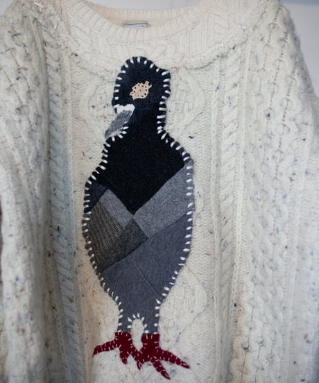 "つよい鳩" patchwork pigeon(strong) knit, Rebuild by vintages