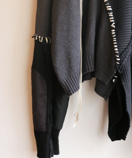 "月夜" night and moon knit, reconstructed from black knit vintages