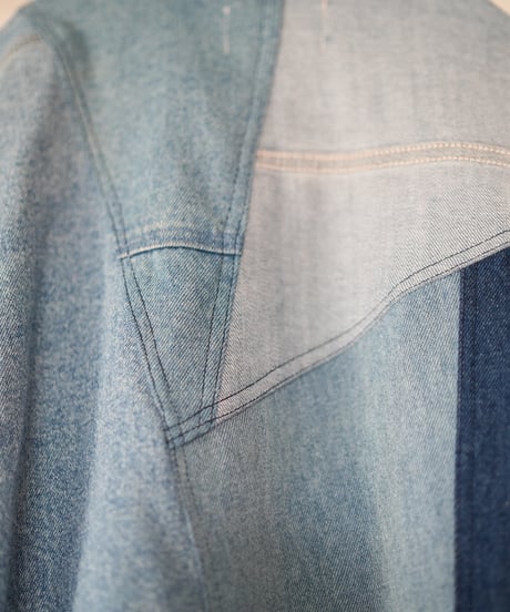 "非対称な青のコート" Asymmetry over denim coat, rebuild by vintages