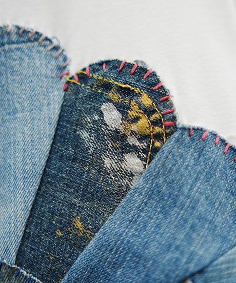 "私だけの花のTシャツ 第八十色" My own flower T-shirt, patchworked by vintages