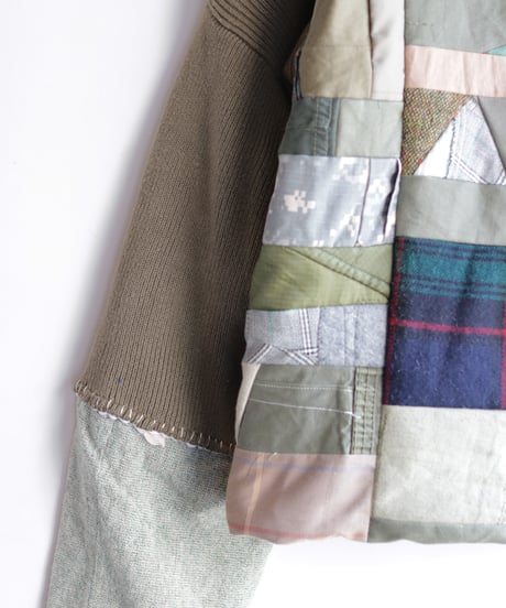 "非戦" Painted Military patchwork pullover, inspired by nowars