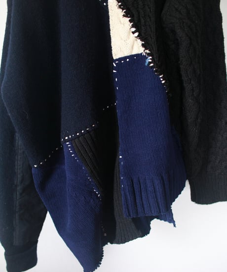 "夜の海" Seaside night knit, Rebuild by vintages