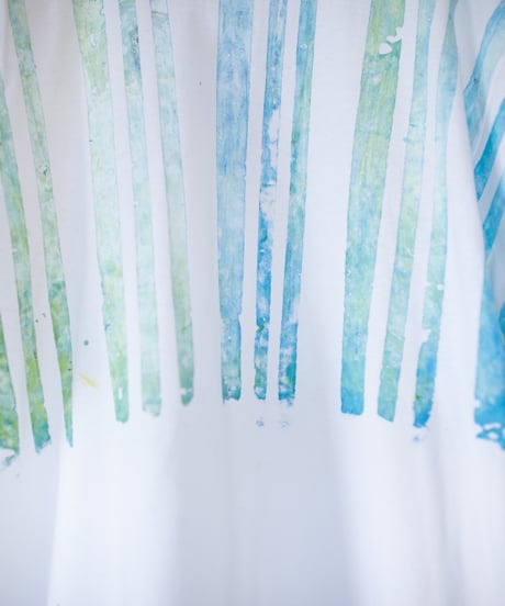 "希望黄青" Yellow and Blue of Hope, Hand-printed silk-screen T-shirt