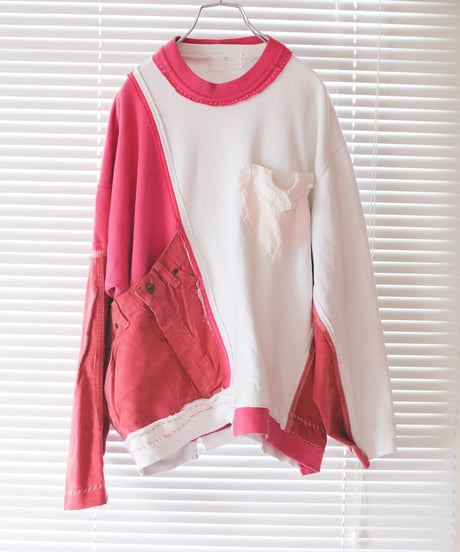 "少女の約束と記憶" Girl's promise and memory pink pullover, rebuild by vintages