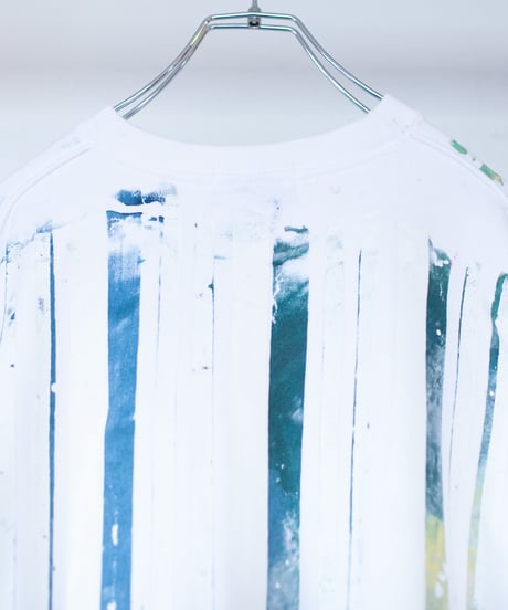 "明るい人" Trainer by Analog silk screen overlay blurring hand-print