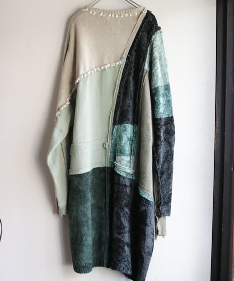 "乱反射する緑化地帯" Reflection Green Knit, reconstructed from knit vintages