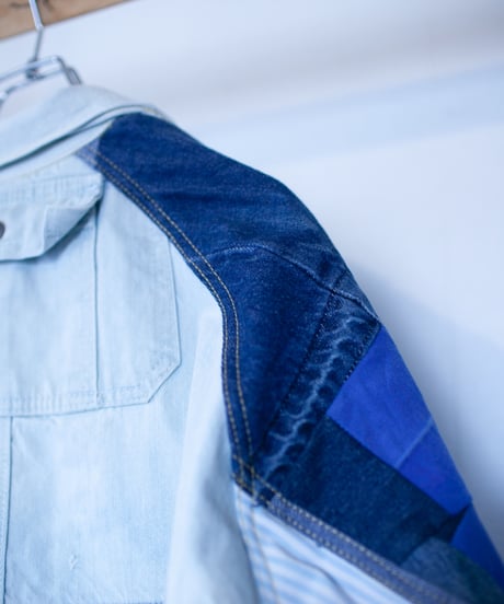 《nisai × soma komatsuno》"おわらない青 遊青編" Patchwork oversized jacket, Rebuild by vintage denims