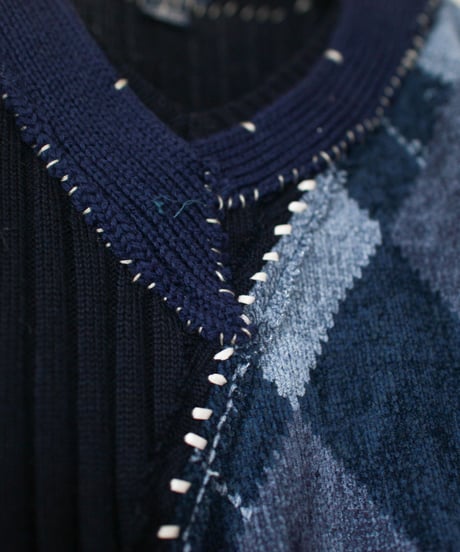 "東京豪雨2" Heavy rain in Tokyo 2 knit, Rebuild by vintages