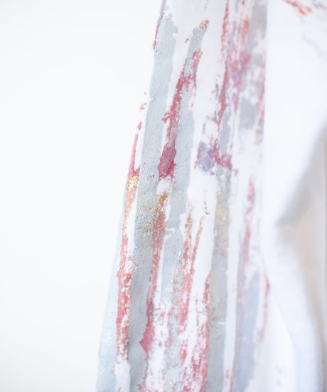 "虹と灰と光のトレーナー" Rainbow, ash and light, Multicolor hand-printed Trainer