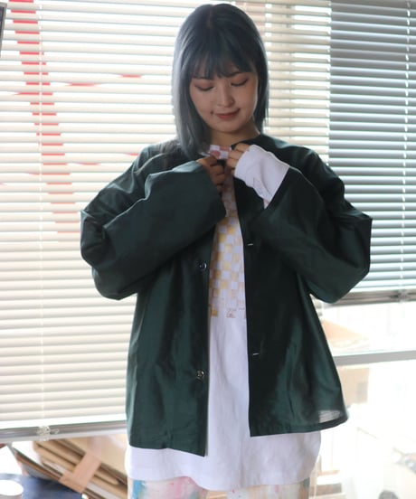 《0＜nisai+α≦Y》  three button shirt jacket / Green silk cotton