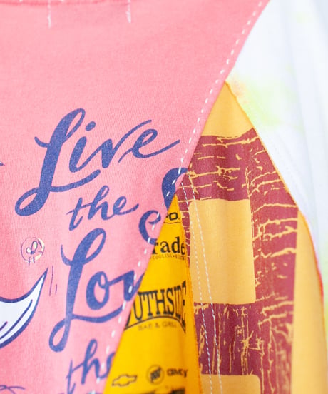 "ピンクナイトウィズイエローフラワーズ" pink night with yellow flowers T-shirt, Rebuild by vintages
