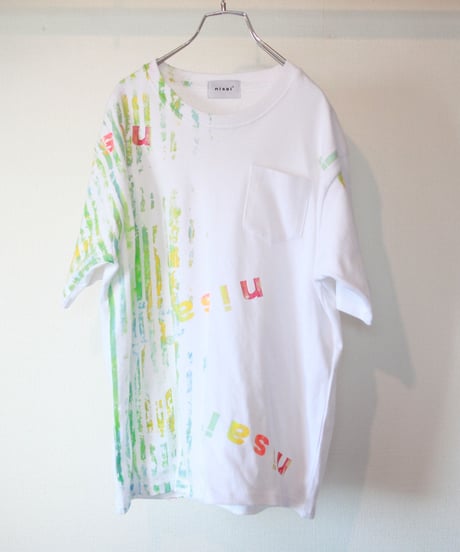 "うつむく青年" Shoegazer hand-printed T-shirt