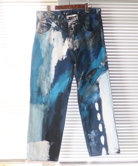 "黒風白雨2" Storm painted denim 2nd, Based on vintage denim