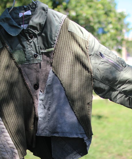 "その傷はやさしさになる" Beautiful scratches Short coat, reconstructed from mix vintages