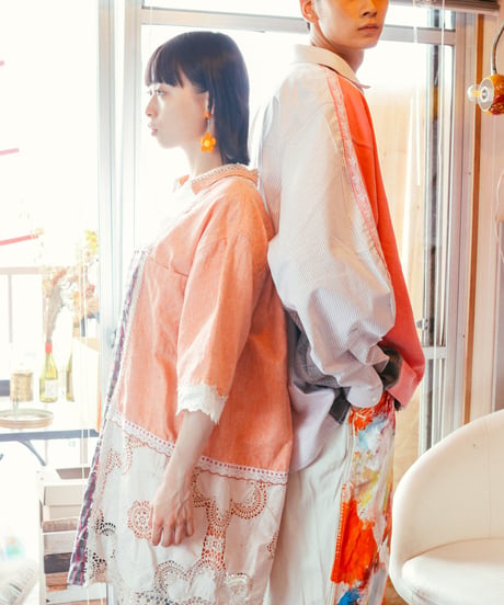 "まだ淡い春風" Still pale spring breeze Short dress, reconstructed from vintages