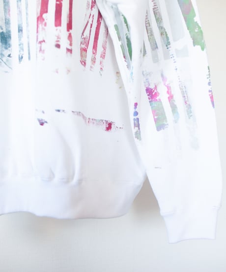 "あの花畑" Trainer by Analog silk screen overlay blurring hand-print