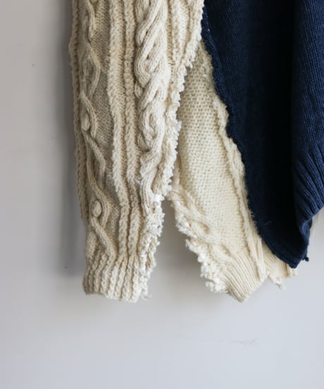 "雨明け招き" the Pray after the Rainfall knit, reconstructed from blue and white knit vintages
