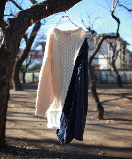 "青の向こうへ" Beyond blue knit, Rebuild by vintages