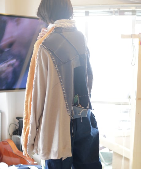"虹の前の光" The light before rainbow pullover, reconstructed from mix vintages