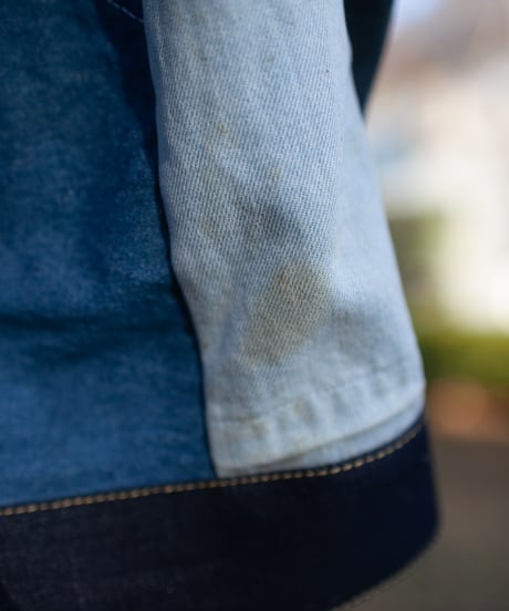 《nisai × soma komatsuno》"おわらない青、時々黄" Patchwork oversized jacket, Rebuild by vintage denims
