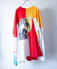 "色彩花" Rainbow flowers long-sleeved T-shirt, Rebuild by vintages