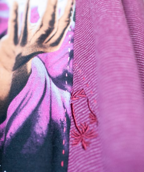 "花を背負ってロックを歌う" Carrying flowers, singing rock. long-sleeved T-shirt, Rebuild by vintages