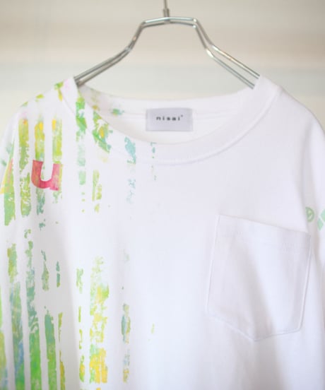 "うつむく青年" Shoegazer hand-printed T-shirt