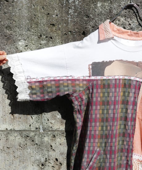 "まだ淡い春風" Still pale spring breeze Short dress, reconstructed from vintages