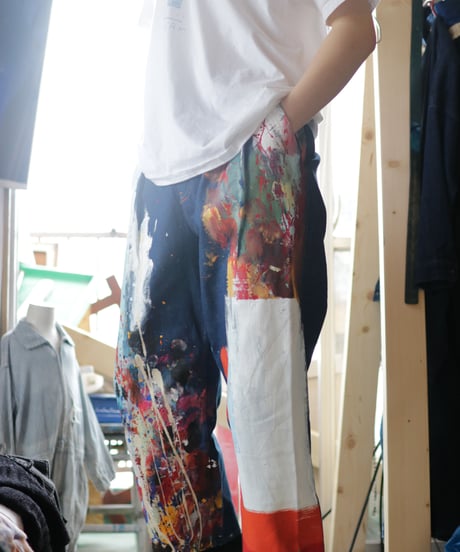 "デザイナーと画家" Drawing from Designer and painter,  Based on Vintage denim pants