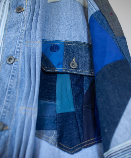 《nisai × soma komatsuno》"おわらない青 遊青編" Patchwork oversized jacket, Rebuild by vintage denims