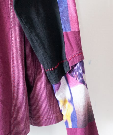"花を背負ってロックを歌う" Carrying flowers, singing rock. long-sleeved T-shirt, Rebuild by vintages