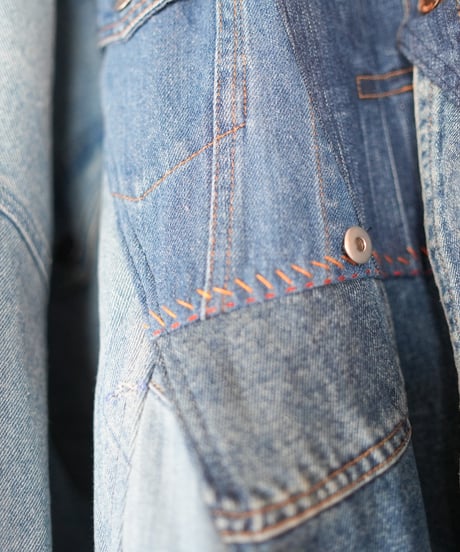 "親愛なる雨" Dear rain over denim coat, rebuild by vintages