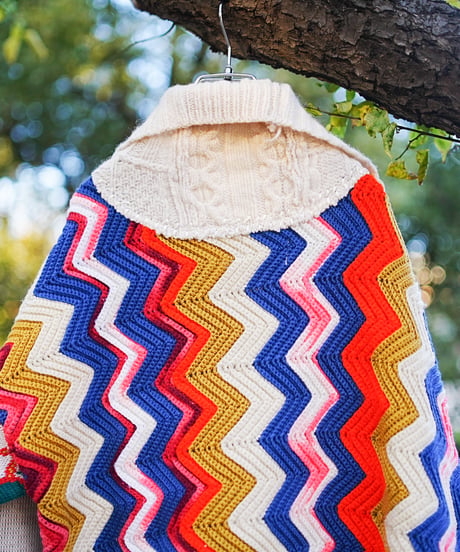 "揺れる虹のカーディガン" Swaying rainbow cardigan, rebuild by vintages